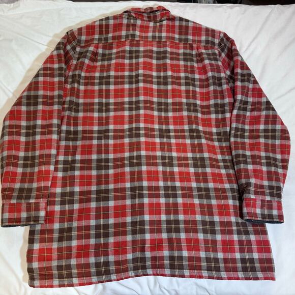 LL Bean Red Fleece Lined Cotton Flannel Button-Up Shirt Men’s Size L USED - Picture 4 of 8